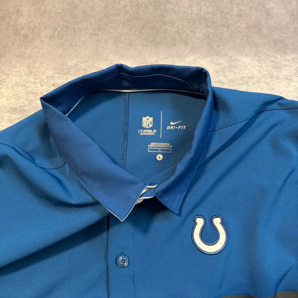 Nike Indianapolis Colts Polo Shirt Mens Large Blue Dri Fit NFL On Field 746117